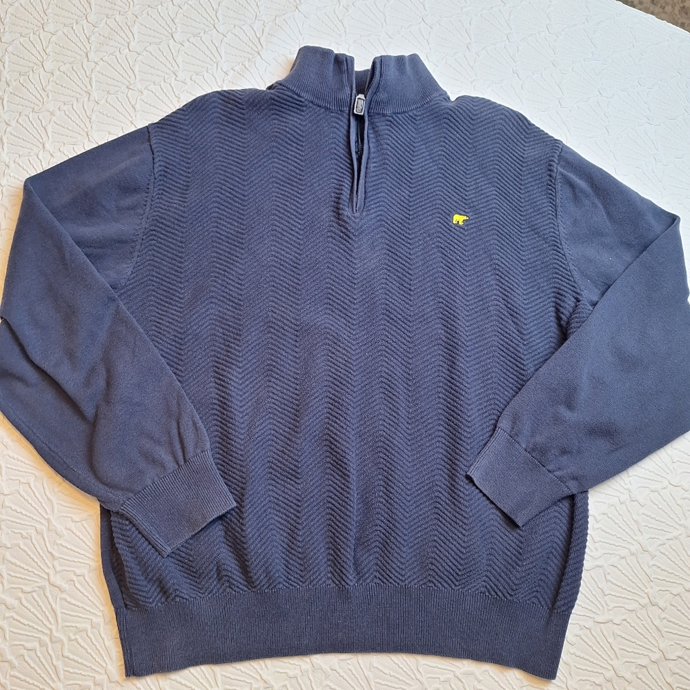 Jack Nicklaus Men's Quarter Zip Solid Pullover Sweater Navy Blue Size XLarge